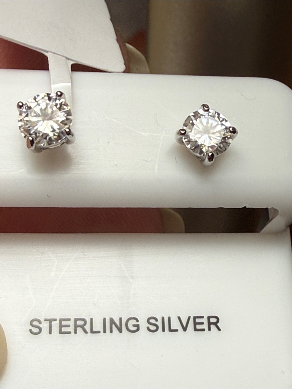 925 Sterling Silver GRA certified moissanite, diamond round stud earrings NEW